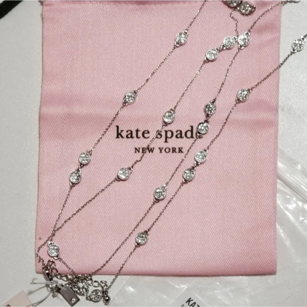 Kate Spade Silver Gatsby Dot Mini Scatter Crystal Long Necklace